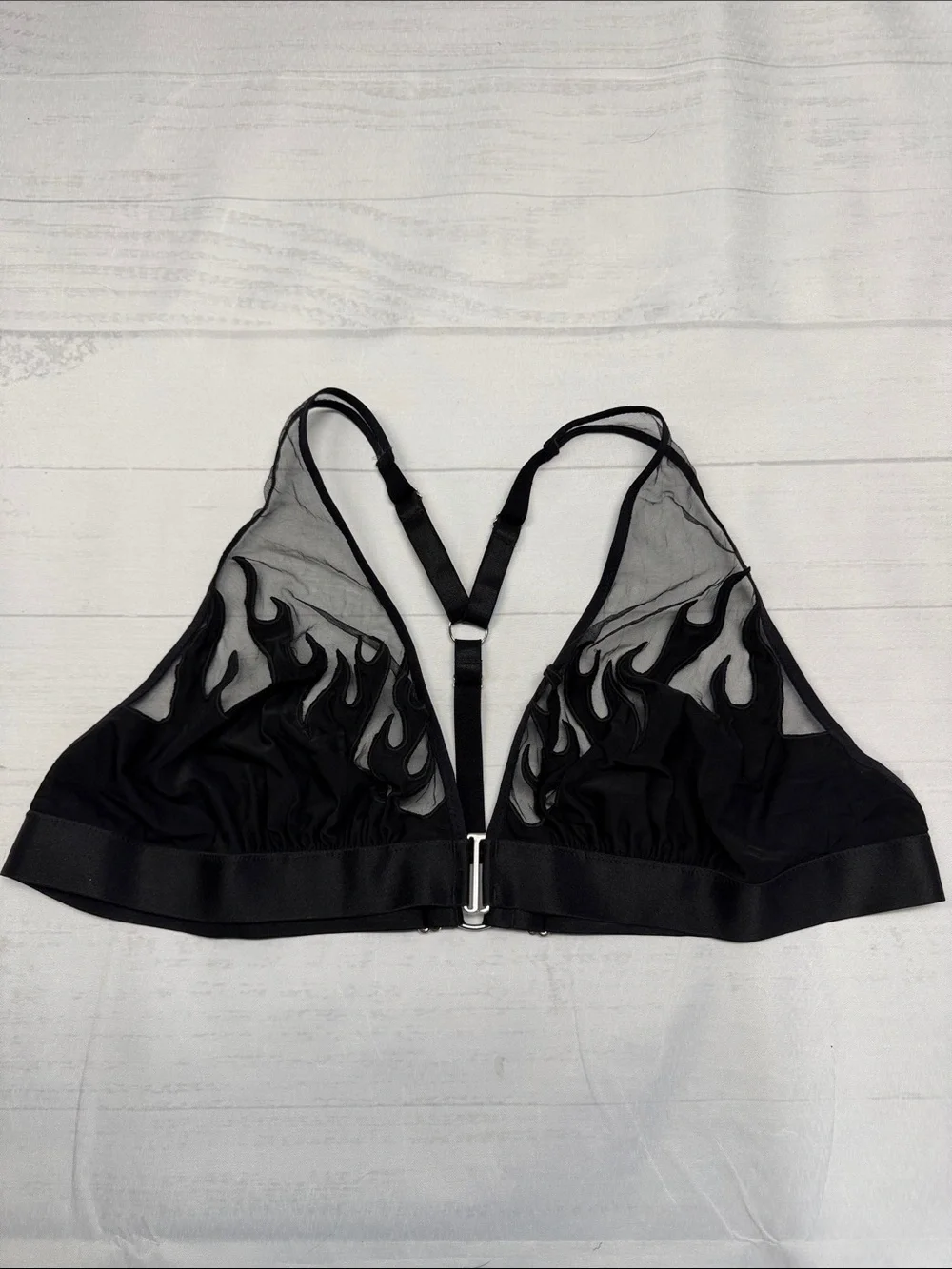Thistle and Spire Black Smokin Mirrors Flame Appliqué Bralette Size 2X/3X